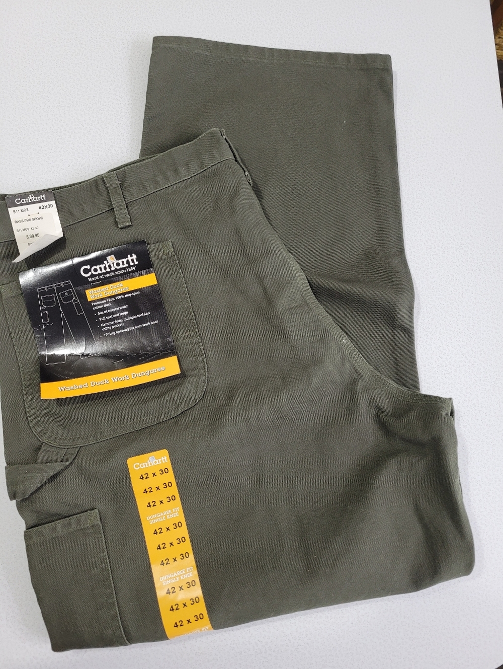 New Carhartt 42x30 Relaxed Canvas Dungaree Work Pant